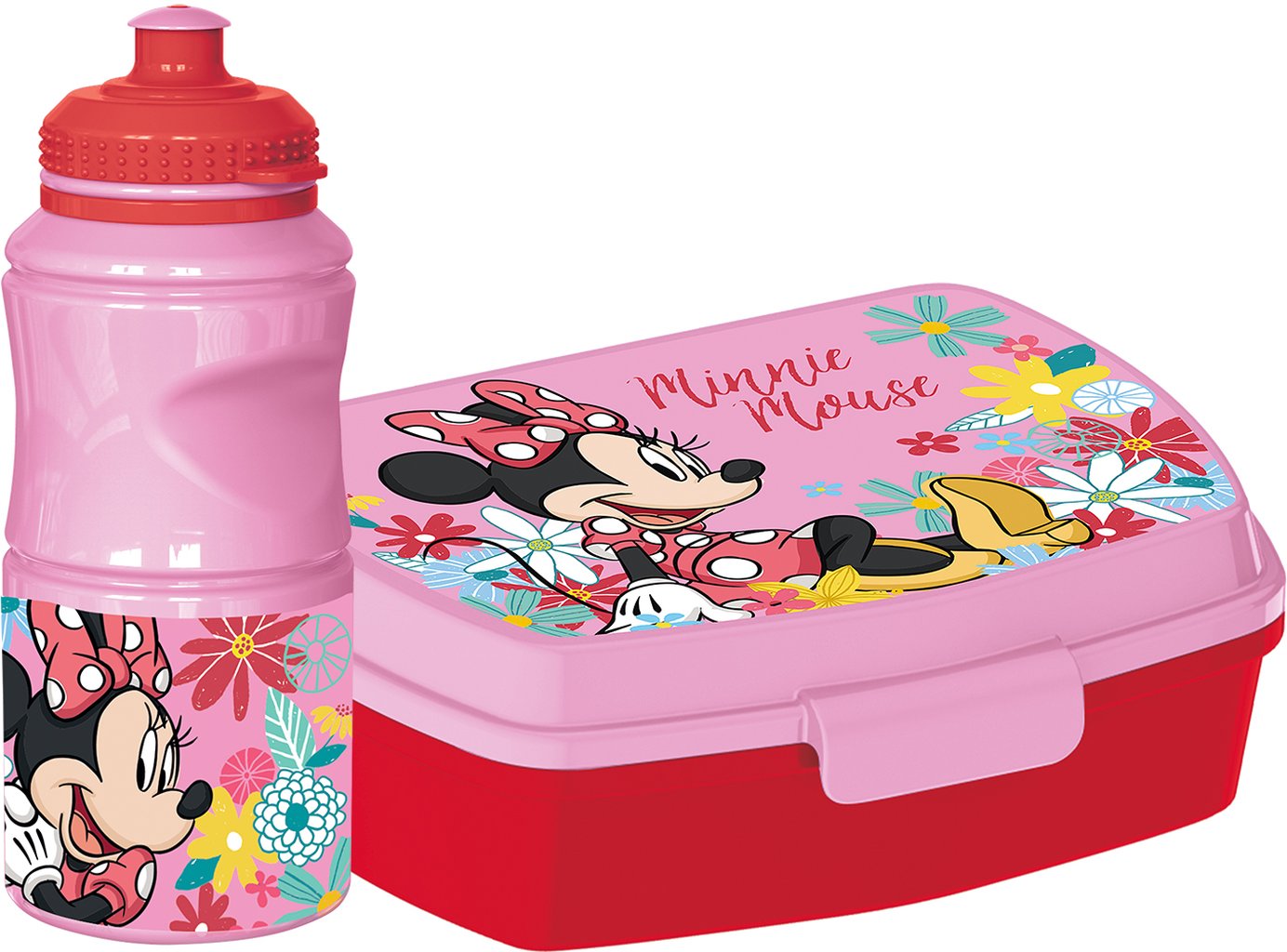 TATAWAY Disney Set borraccia da 380 ml e Sandwich Box rosa per bambini