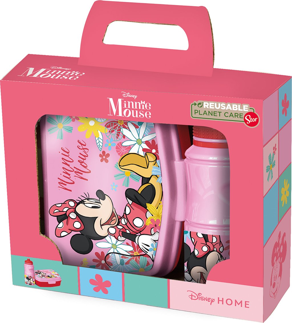 TATAWAY Disney Set borraccia da 380 ml e Sandwich Box rosa per bambini