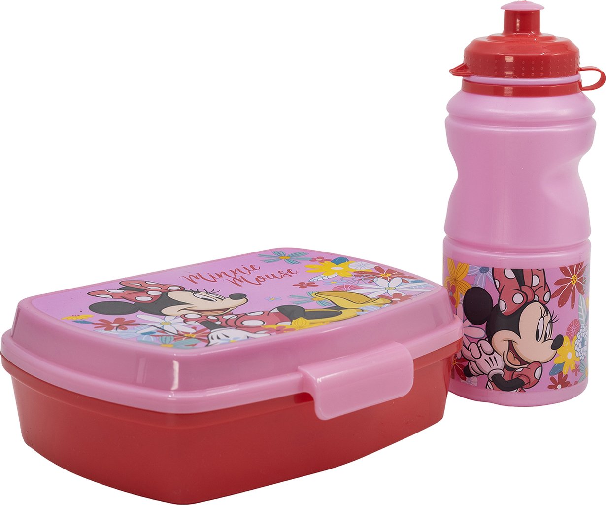 TATAWAY Disney Set borraccia da 380 ml e Sandwich Box rosa per bambini