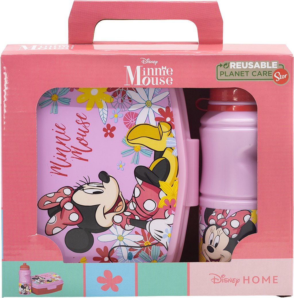 TATAWAY Disney Set borraccia da 380 ml e Sandwich Box rosa per bambini
