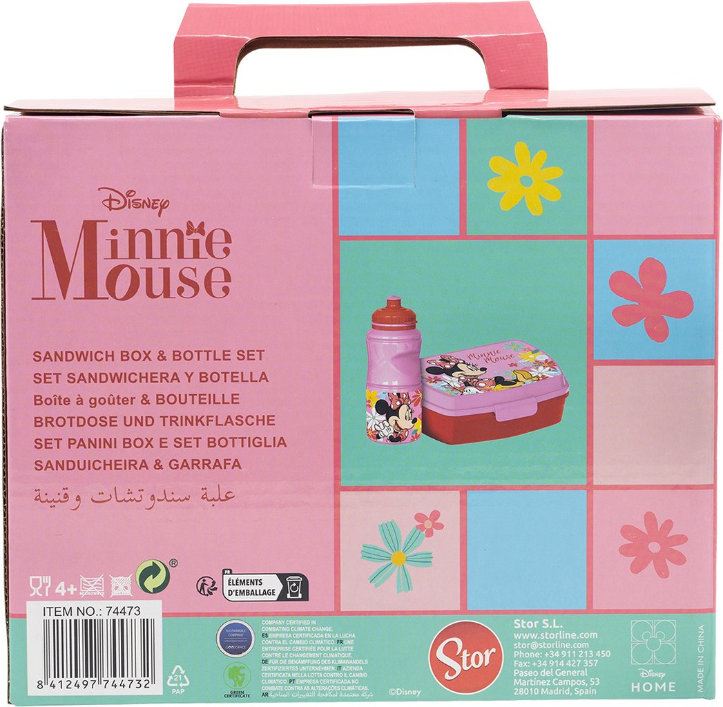 TATAWAY Disney Set borraccia da 380 ml e Sandwich Box rosa per bambini