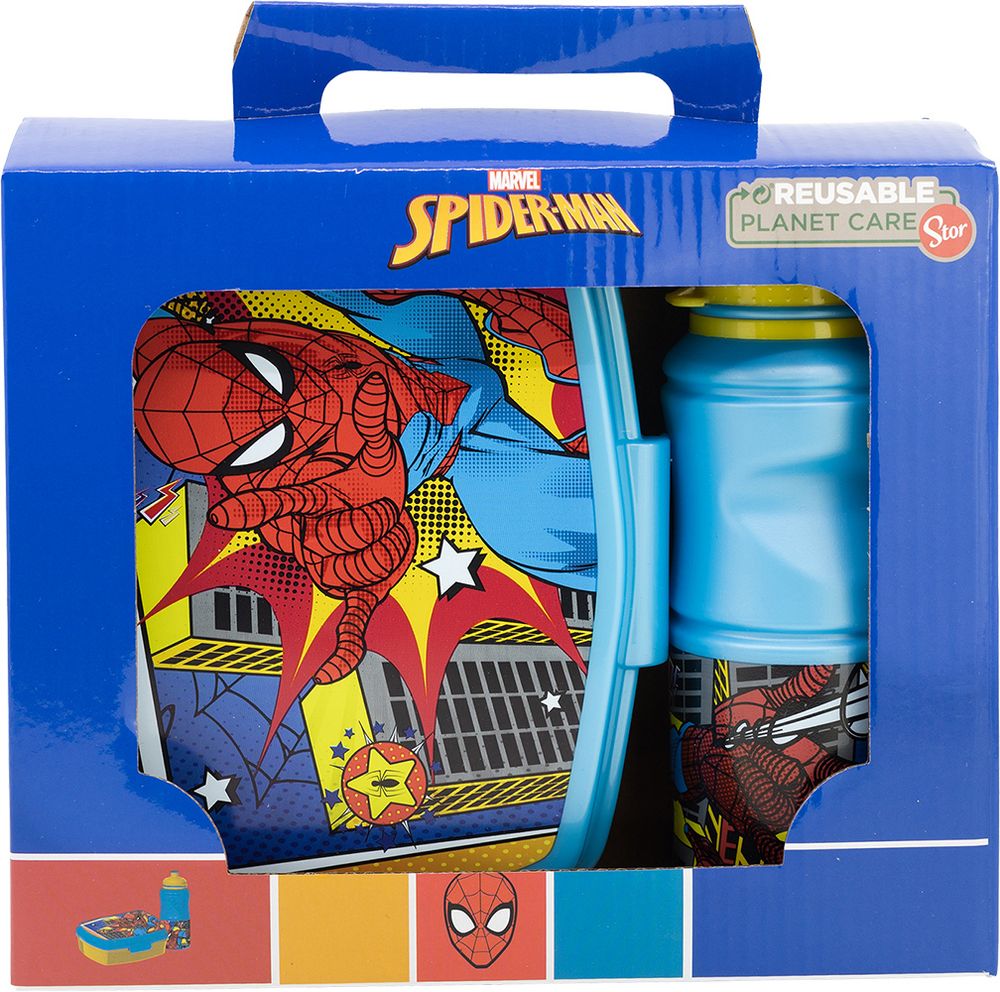 Set borraccia da 380 ml e Sandwich Box per bambini in plastica Spiderman