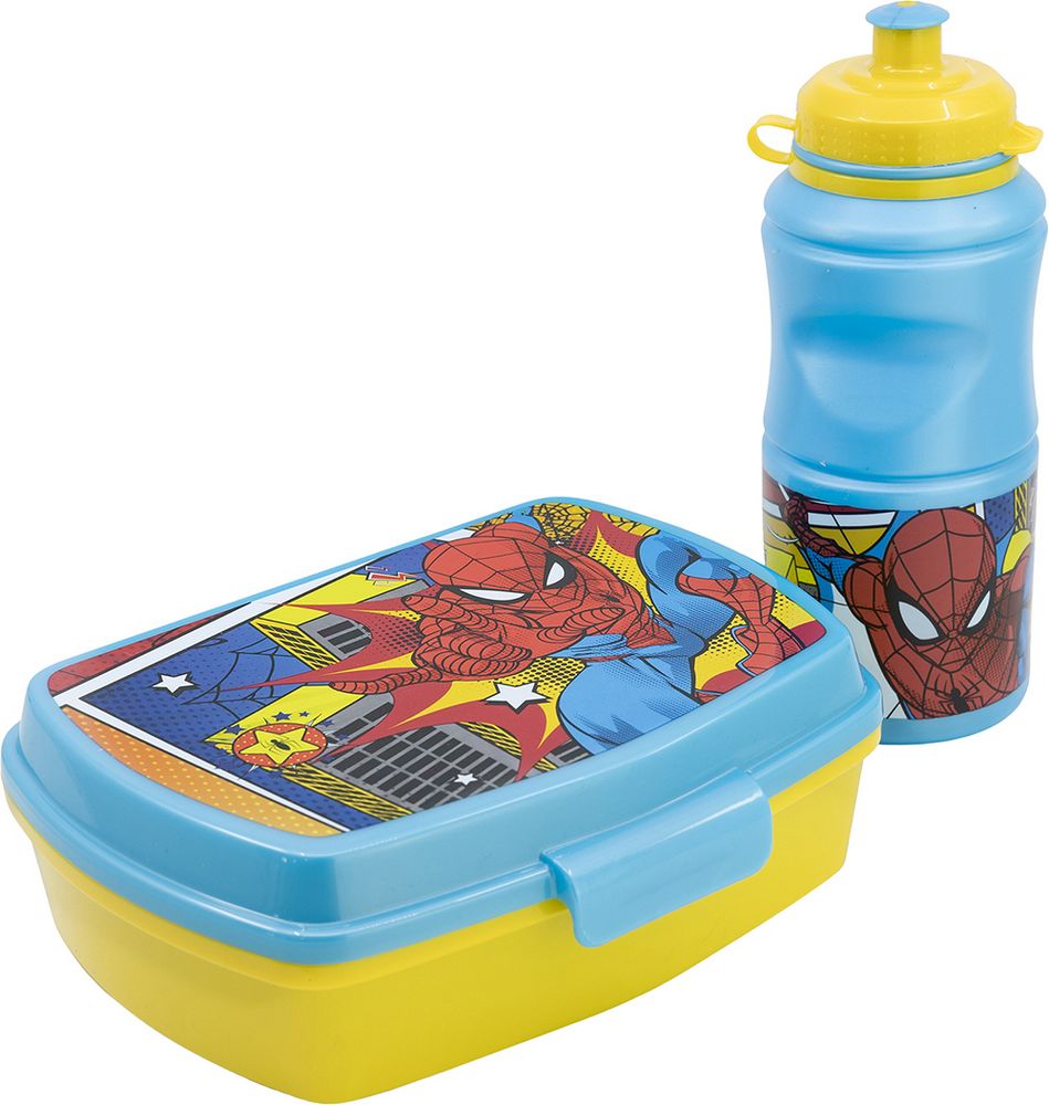 Set borraccia da 380 ml e Sandwich Box per bambini in plastica Spiderman
