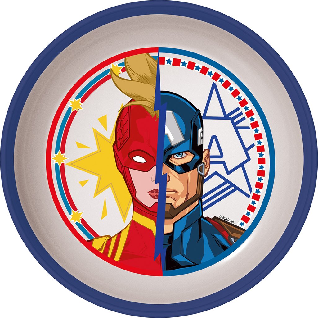 TATAWAY Marvel ciotola blu e bianca per bambini in plastica Avengers Captain