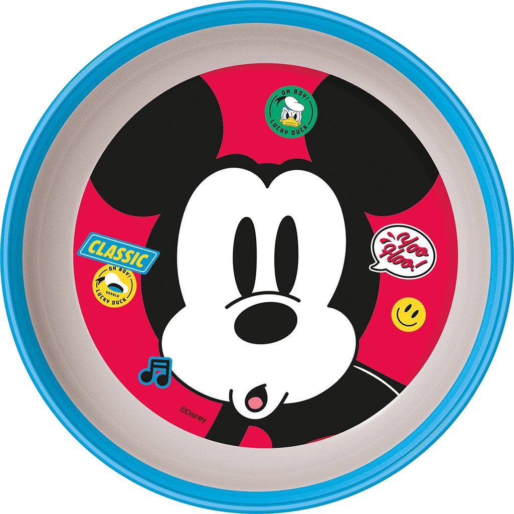TATAWAY Disney ciotola azzurra e bianca per bambini in plastica Mickey Mouse