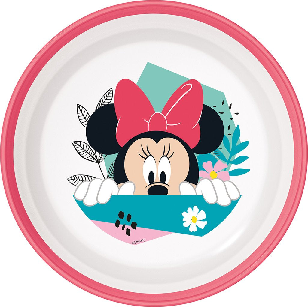 TATAWAY Disney ciotola rosa e bianca per bambine in plastica Minnie con base