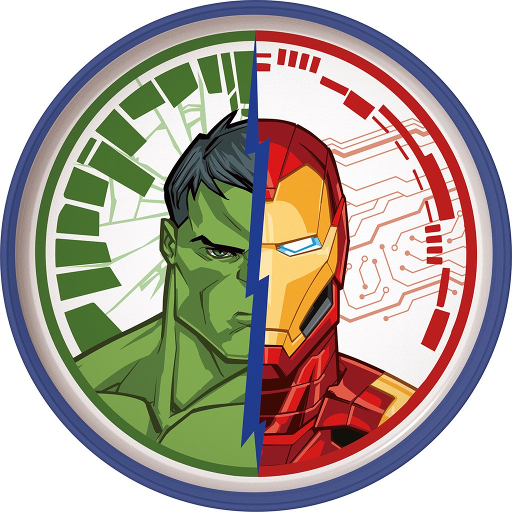 TATAWAY Marvel Piatto piano bianco e blu per bambini in plastica Avengers Iron