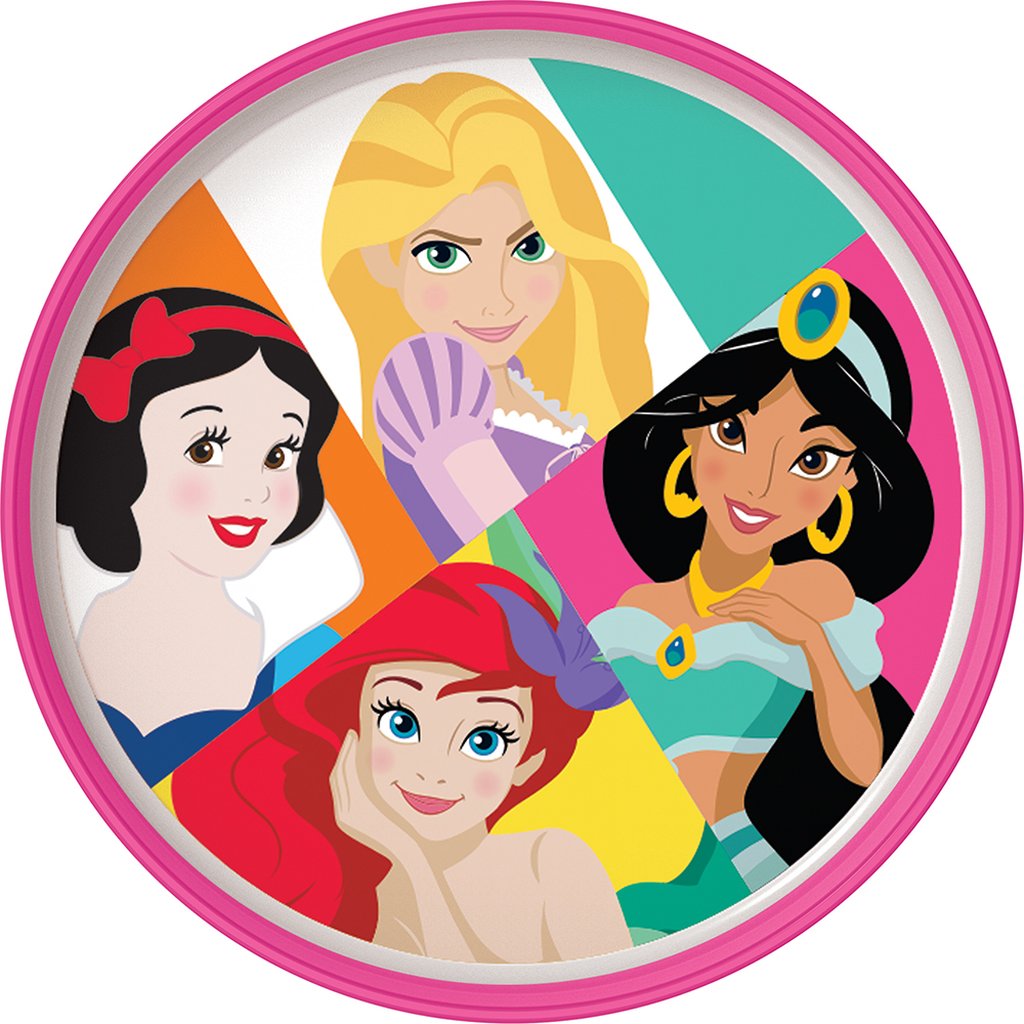 TATAWAY Disney Piatto piano bianco e rosa per bambine in plastica Principesse