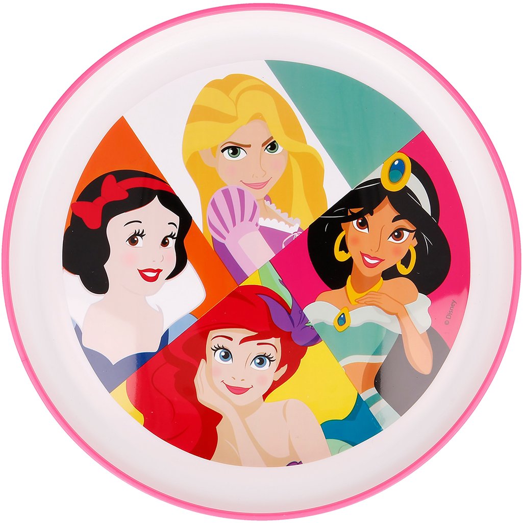 TATAWAY Disney Piatto piano bianco e rosa per bambine in plastica Principesse