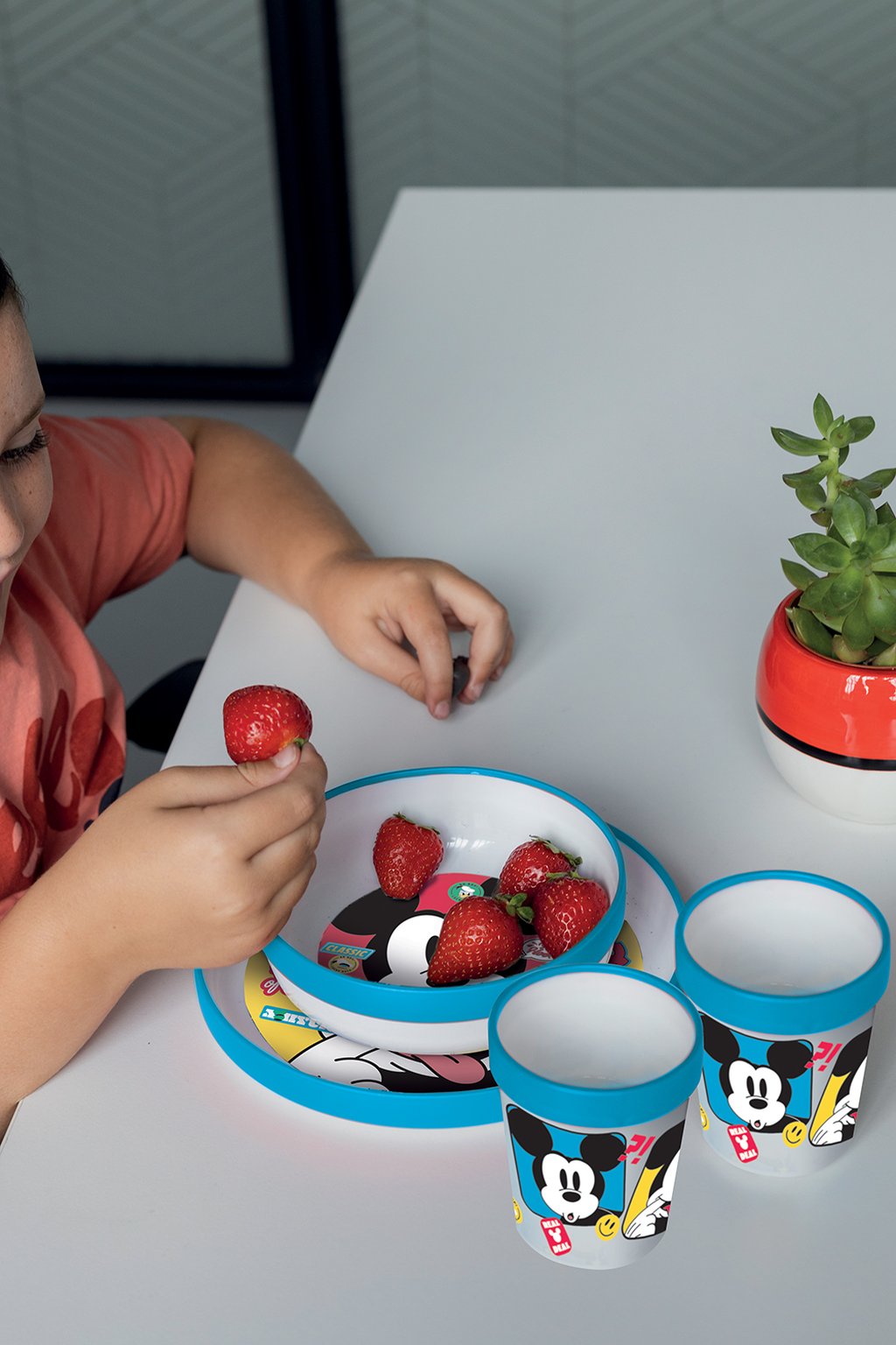 TATAWAY Disney Piatto piano bianco e azzurro per bambini in plastica Mickey