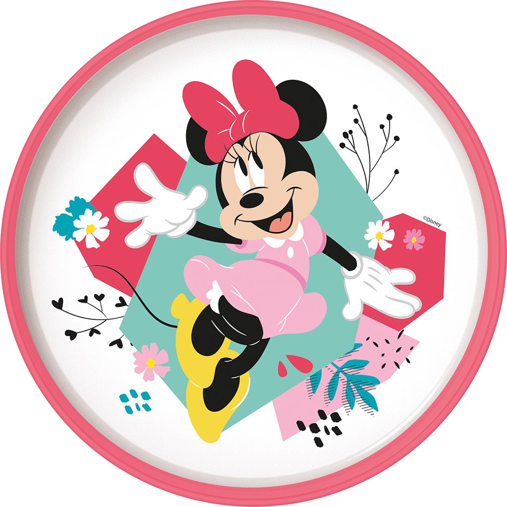 TATAWAY Disney Piatto piano bianco e rosa per bambine in plastica Minnie