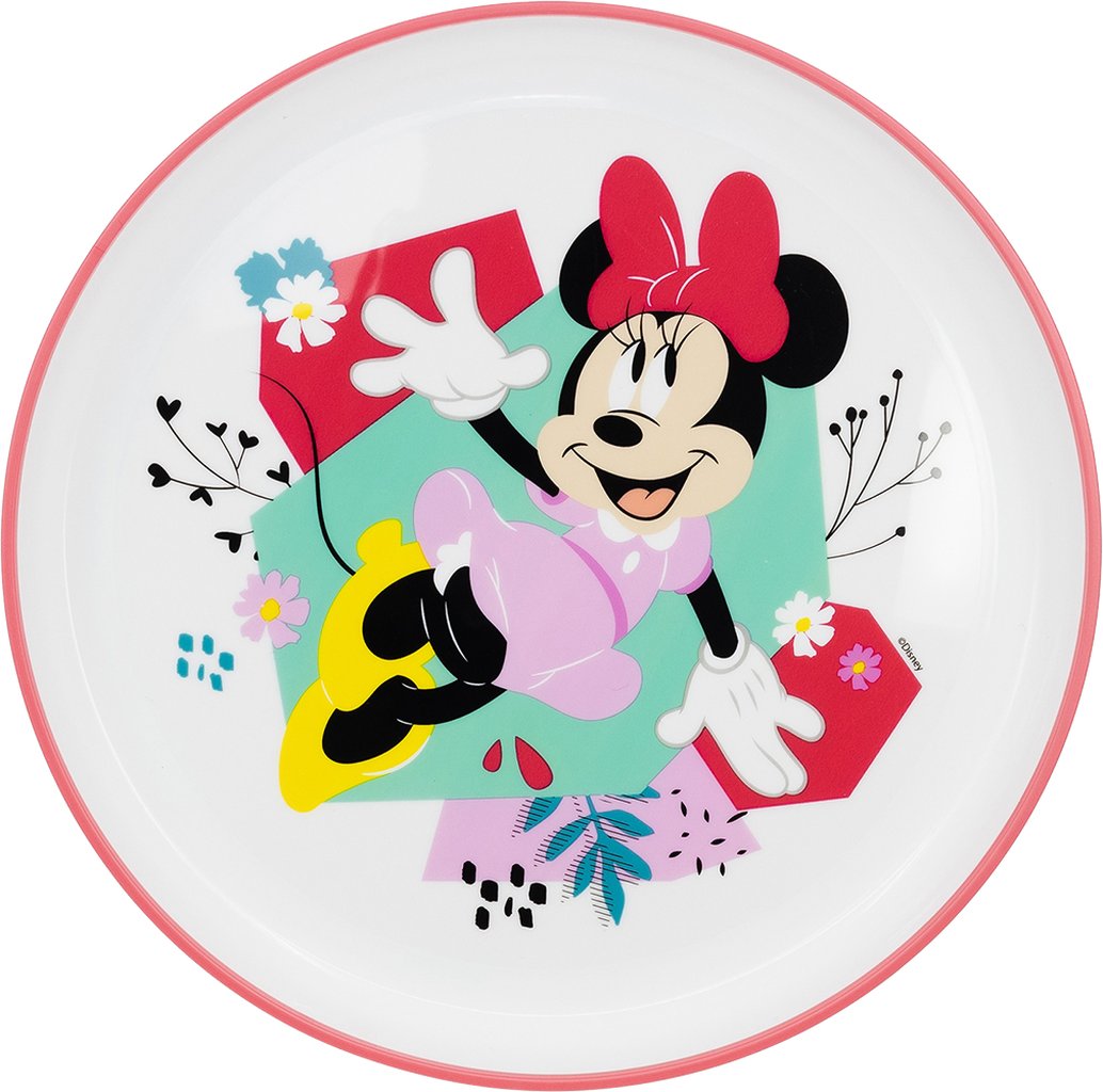 TATAWAY Disney Piatto piano bianco e rosa per bambine in plastica Minnie