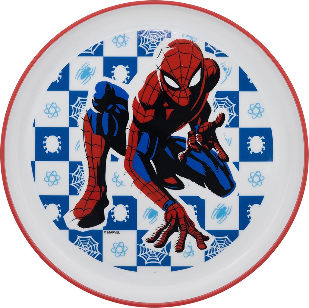TATAWAY Marvel Piatto piano bianco e rosso per bambini in plastica Spiderman