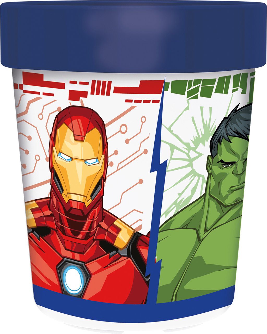 TATAWAY Marvel Bicchiere blu per bambini in plastica Avengers Iron Man Hulk