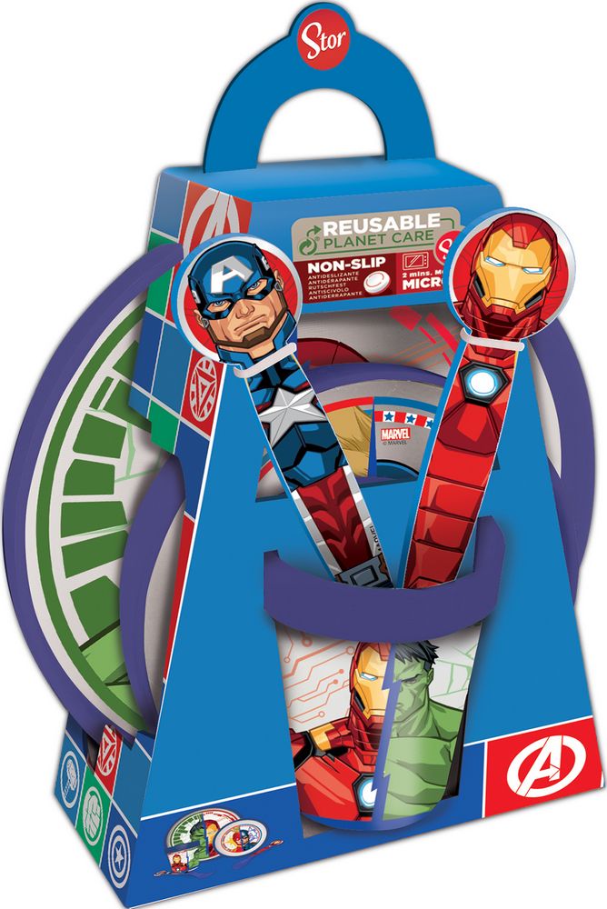 Set Pappa per bambini antiscivolo in plastica 5 pezzi Avengers