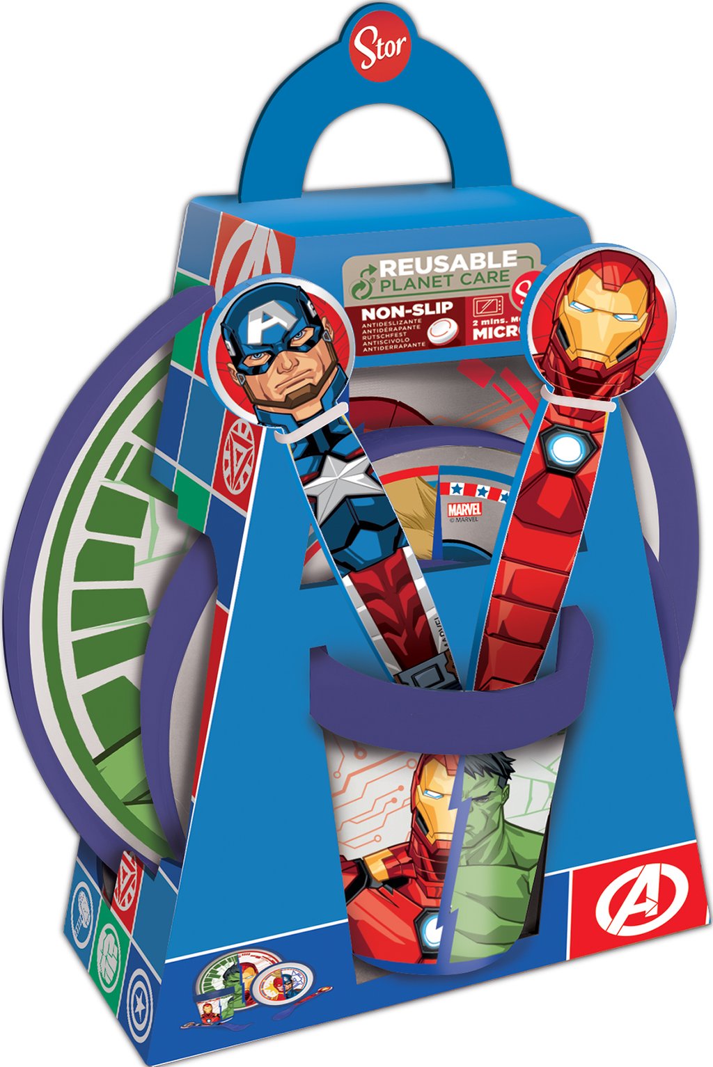 TATAWAY Marvel Set Pappa 5 pezzi rosso e blu in plastica Avengers Hulk Iron Man