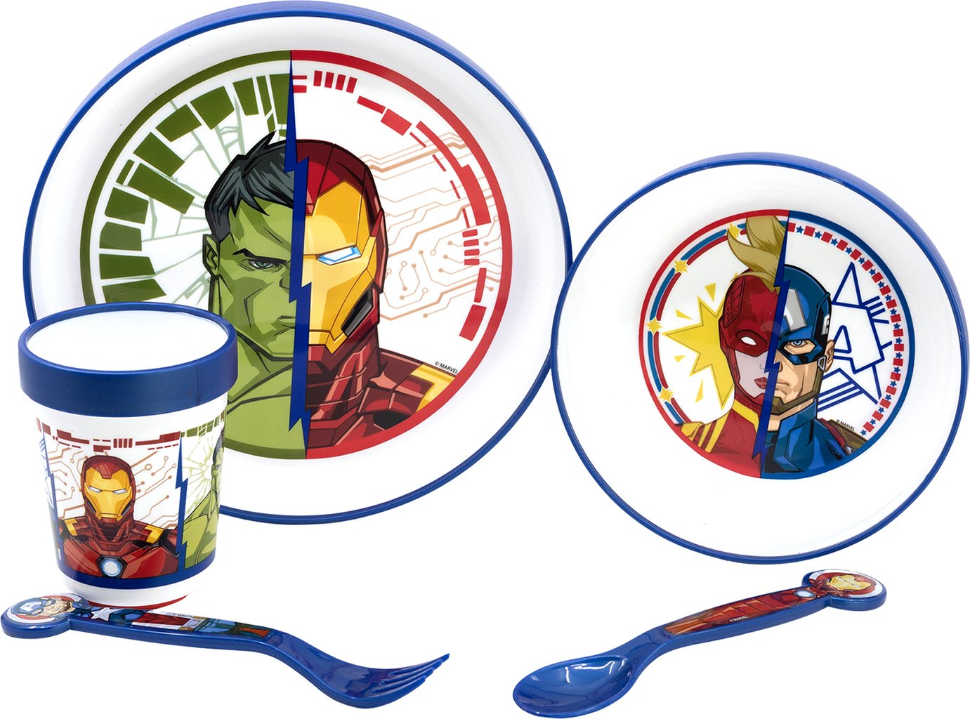 TATAWAY Marvel Set Pappa 5 pezzi rosso e blu in plastica Avengers Hulk Iron Man