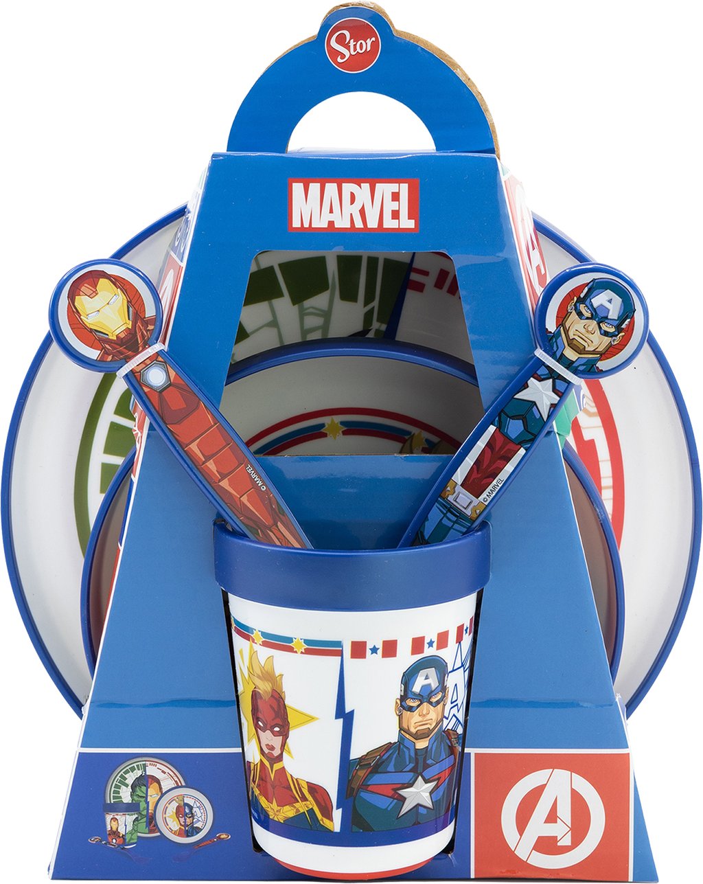 TATAWAY Marvel Set Pappa 5 pezzi rosso e blu in plastica Avengers Hulk Iron Man