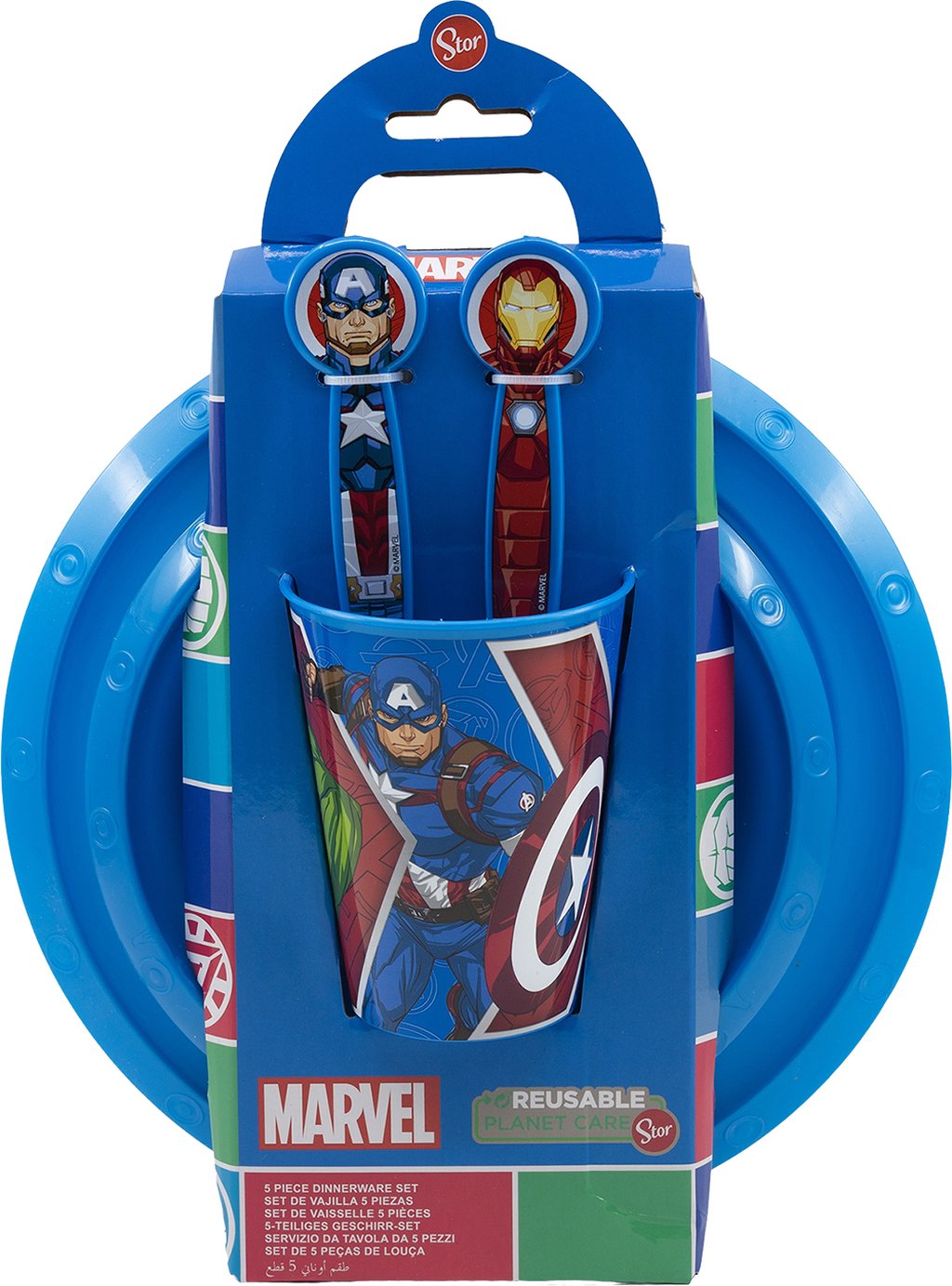 TATAWAY Marvel Set Pappa 5 pezzi rosso e blu in plastica Avengers Hulk 260 ml