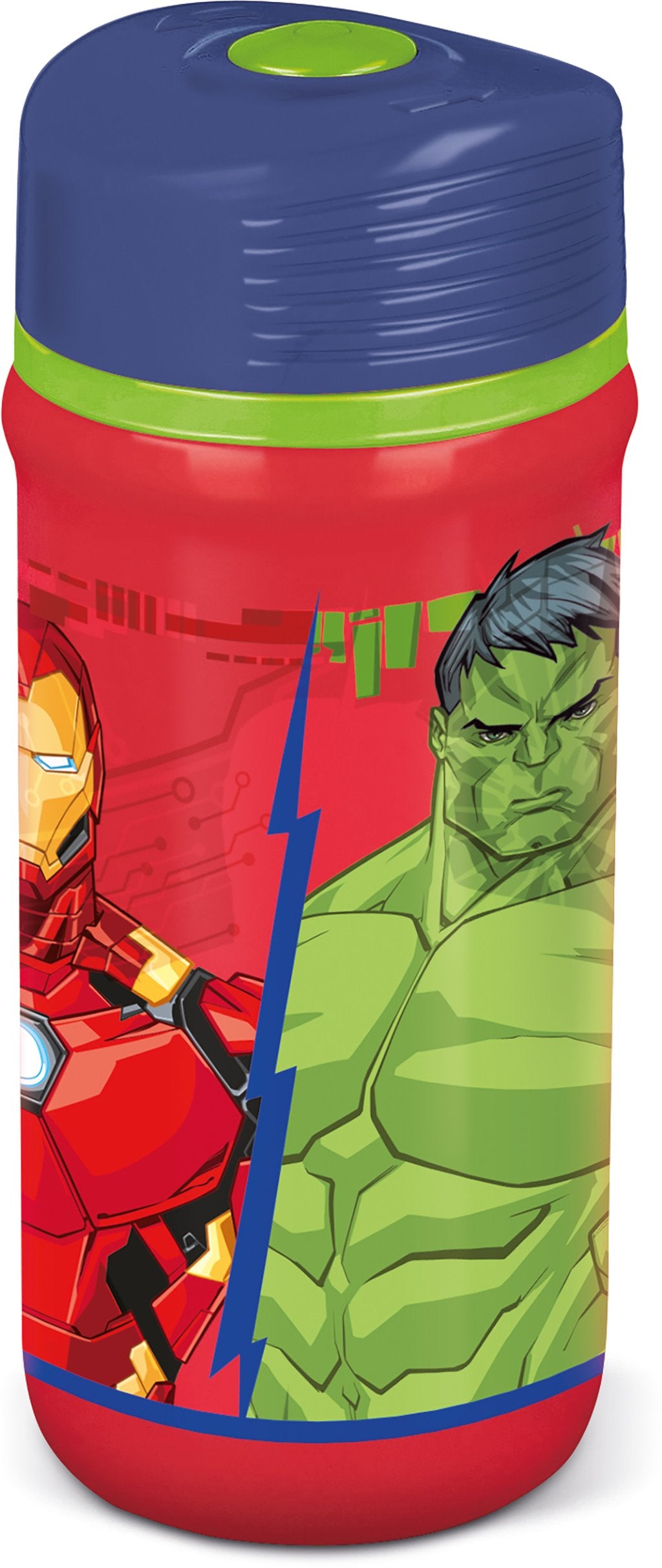 TATAWAY Marvel Borraccia rossa e blu in plastica per bambini Avengers Hulk Iron