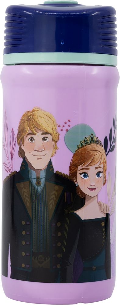 Borraccia 390 ml con chiusura antigoccia in plastica per bambine Frozen