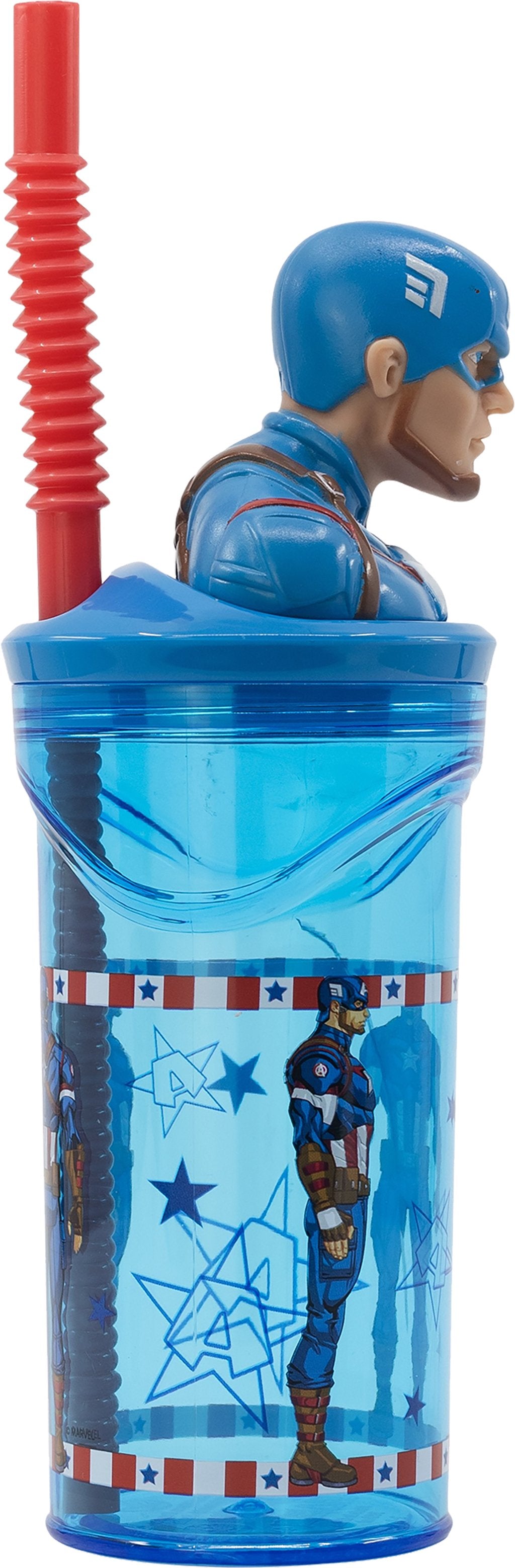 TATAWAY Marvel Bicchiere blu per bambini in plastica Avengers Captain America