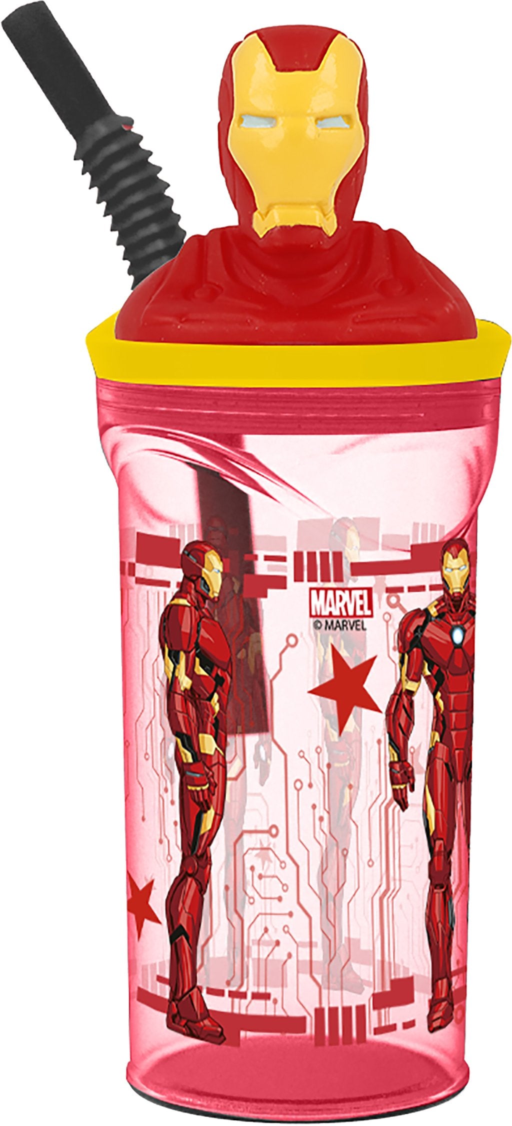 TATAWAY Marvel Bicchiere rosso per bambini in plastica Avengers Iron Man 360 ml