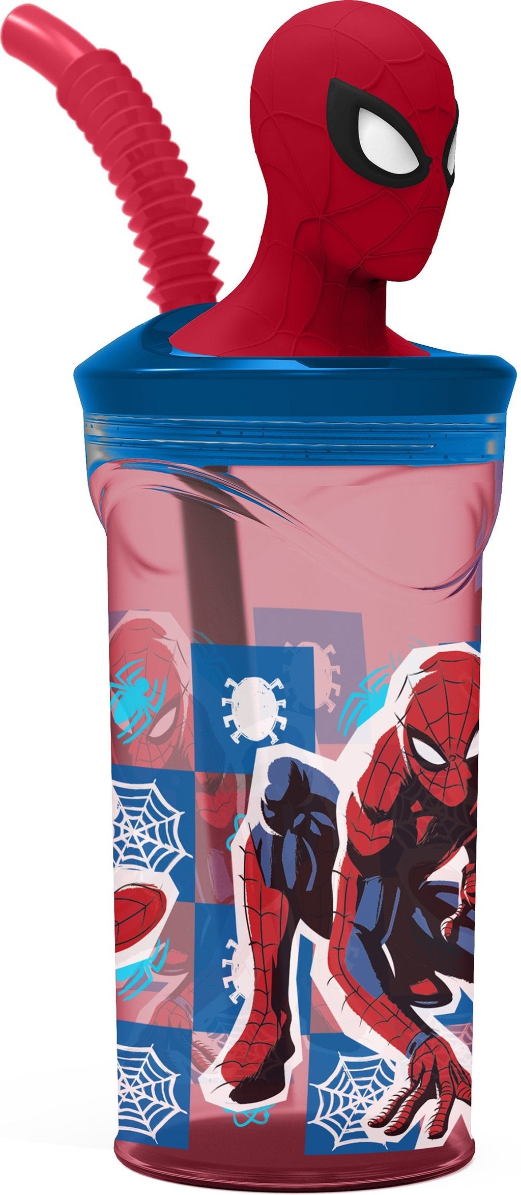 TATAWAY Marvel Bicchiere blu e rosso per bambini in plastica Spiderman Uomo