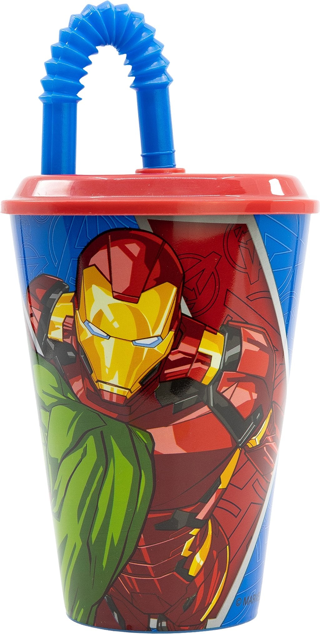 TATAWAY Marvel Bicchiere rosso e blu per bambini in plastica Avengers Iron Man