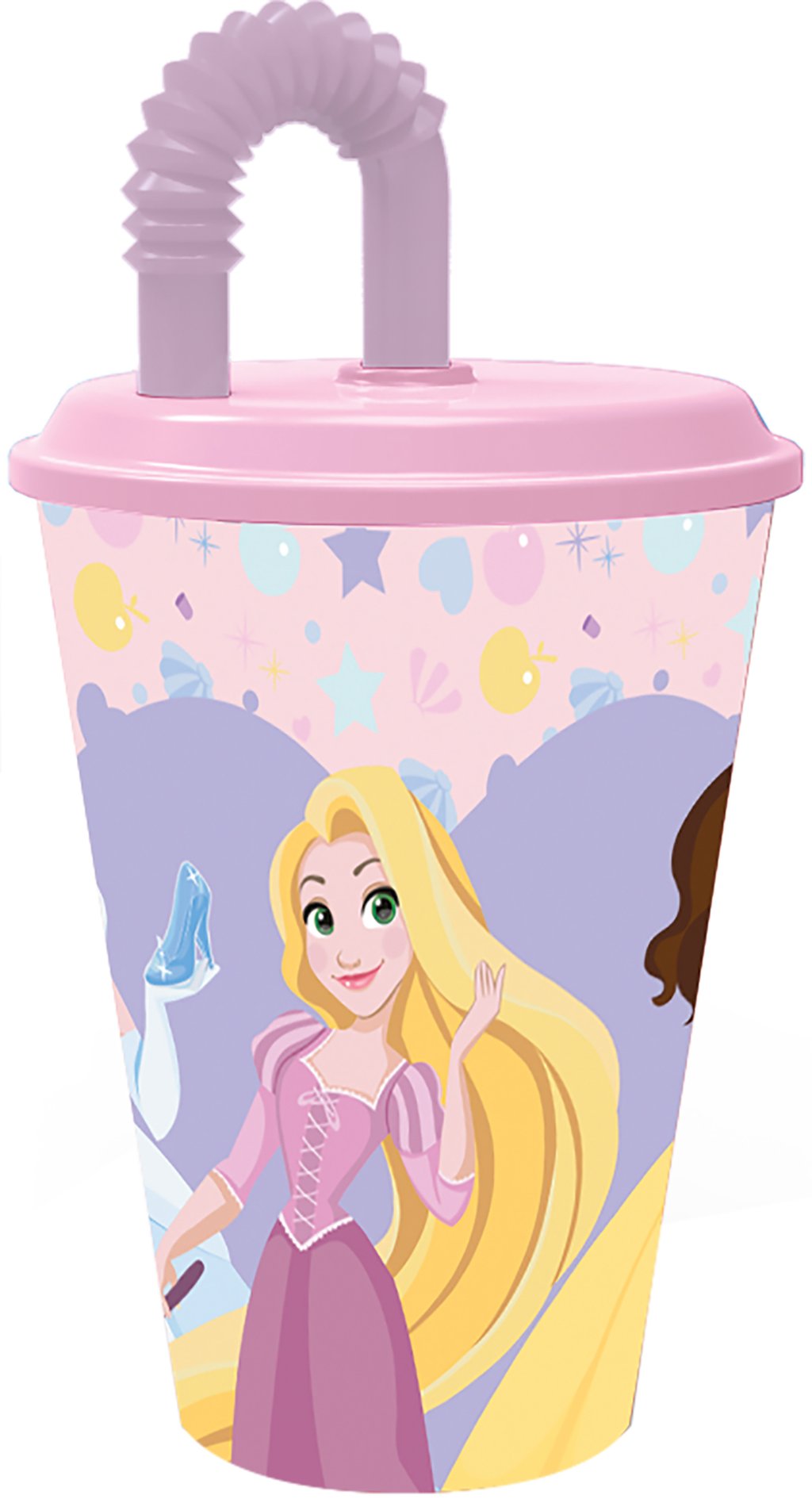 TATAWAY Disney Bicchiere rosa e lilla per bambine in plastica Principesse Belle