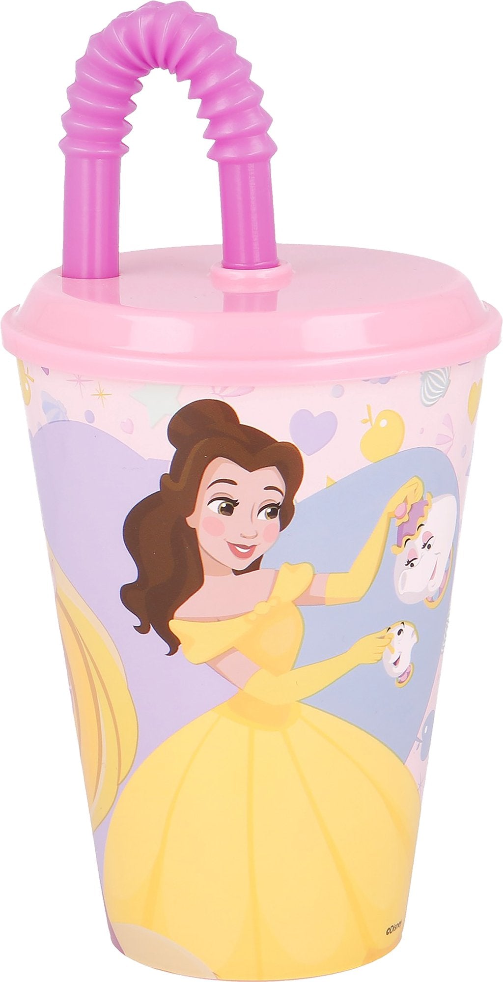 TATAWAY Disney Bicchiere rosa e lilla per bambine in plastica Principesse Belle