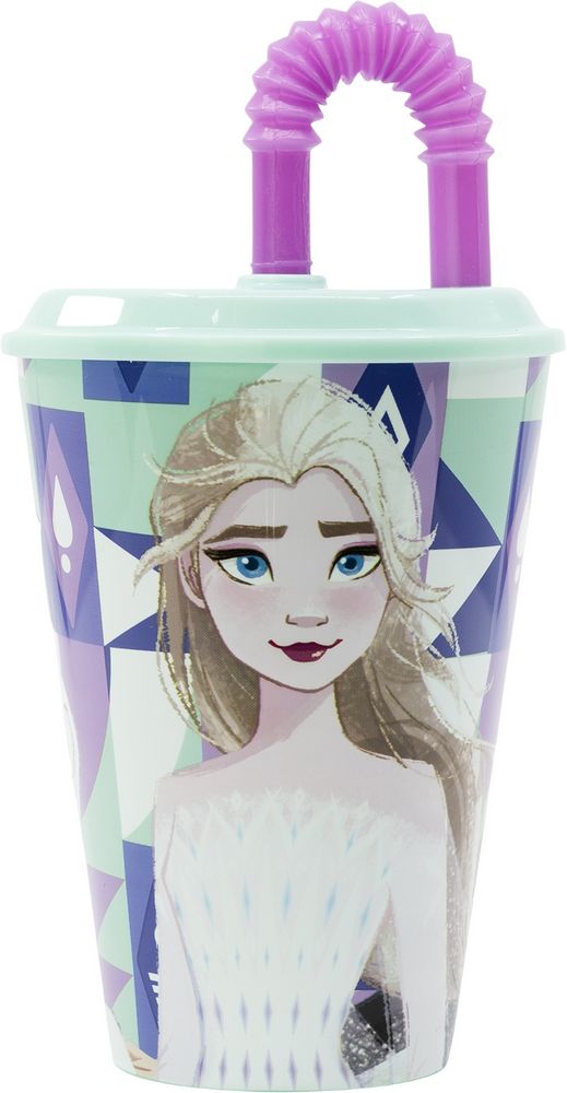 Bicchiere in plastica con cannuccia Frozen 430 ml