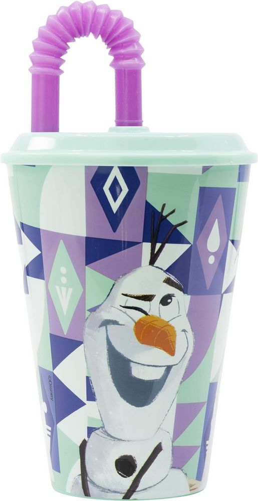 Bicchiere in plastica con cannuccia Frozen 430 ml