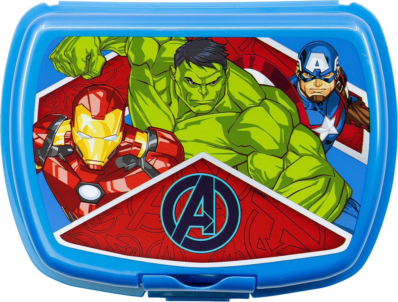 TATAWAY Marvel Sandwich Box blu per bambini in plastica Avengers Iron Man Hulk