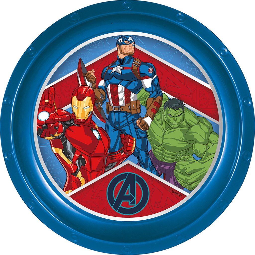 TATAWAY Marvel Piatto piano blu per bambini in plastica Avengers resistente
