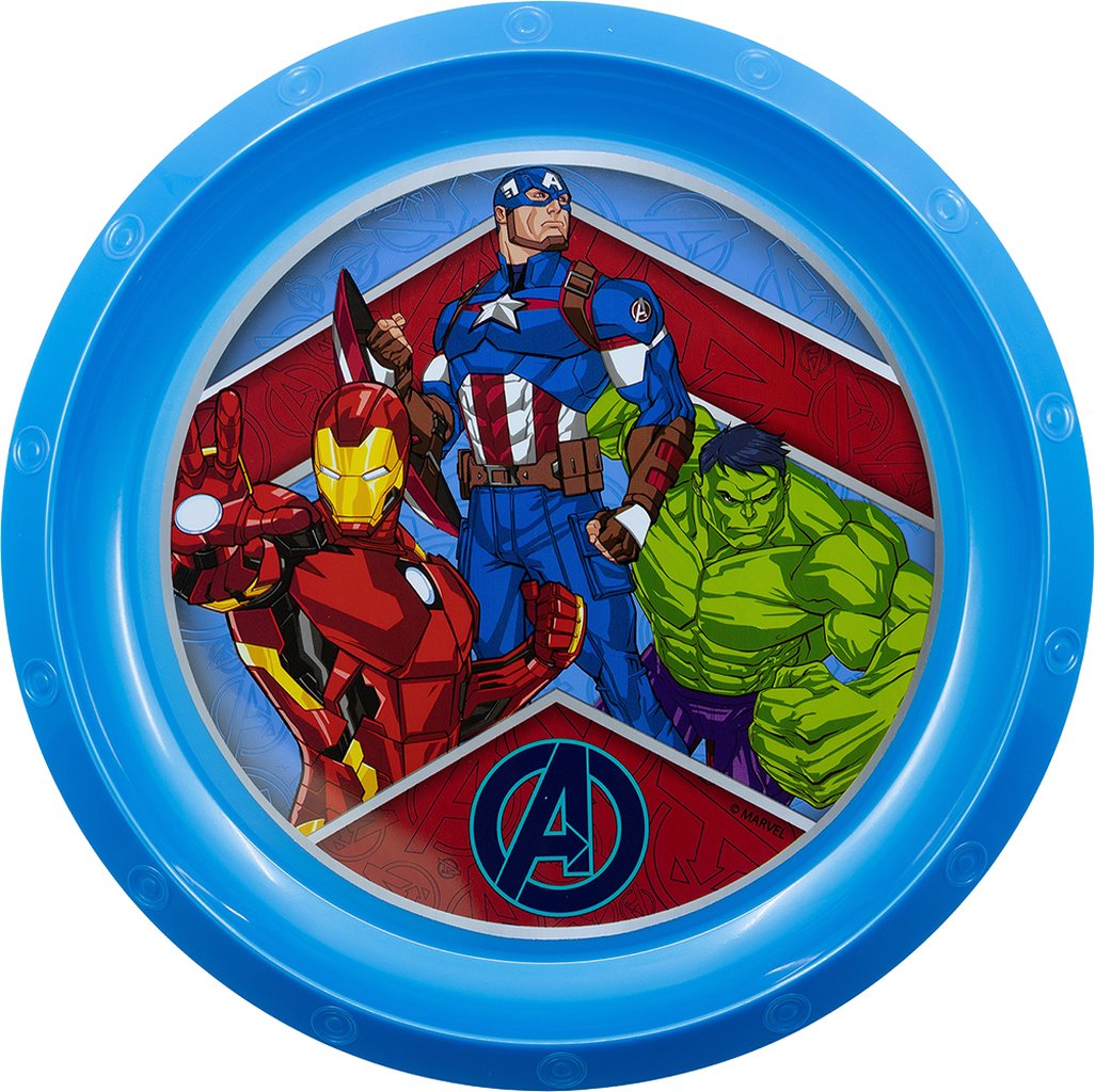 TATAWAY Marvel Piatto piano blu per bambini in plastica Avengers resistente