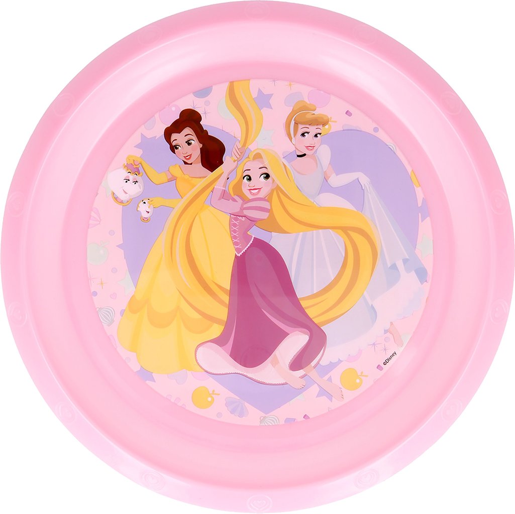 TATAWAY Disney Piatto piano rosa per bambine in plastica Principesse resistente