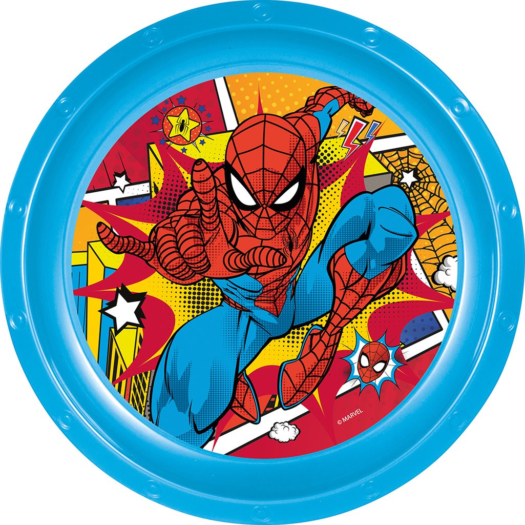TATAWAY Marvel Piatto piano blu per bambini in plastica Spiderman resistente