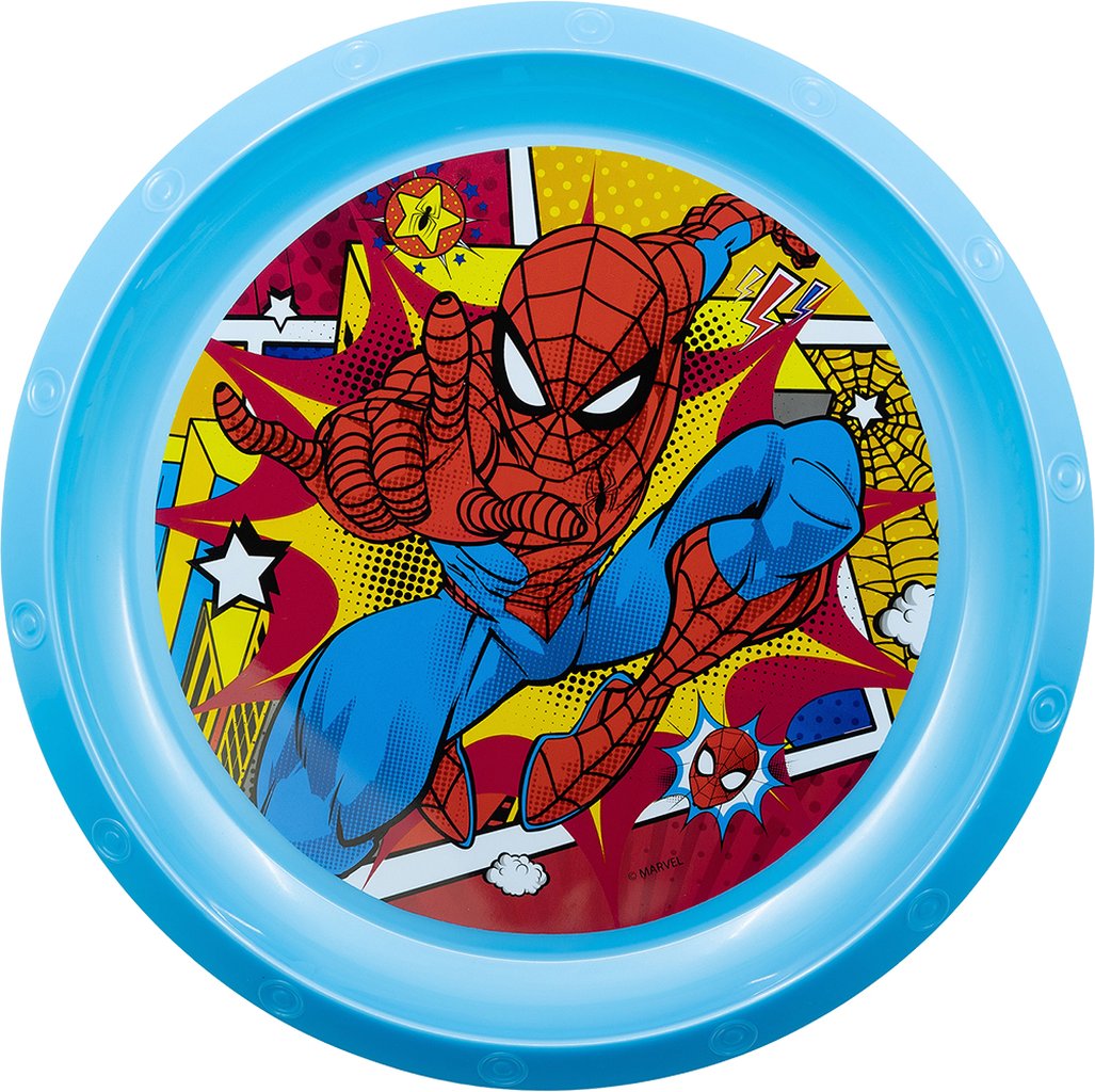 TATAWAY Marvel Piatto piano blu per bambini in plastica Spiderman resistente