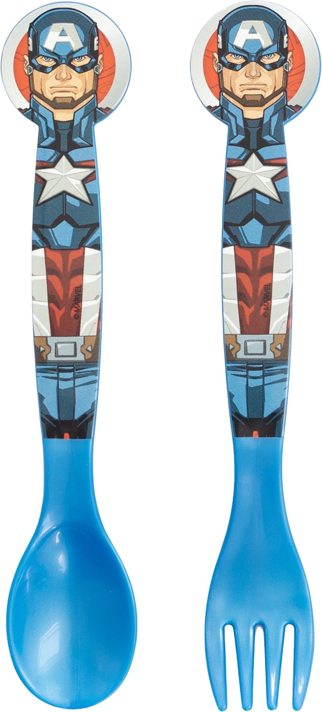 TATAWAY Marvel Set 2 posate blu per bambini in plastica Avengers Captain