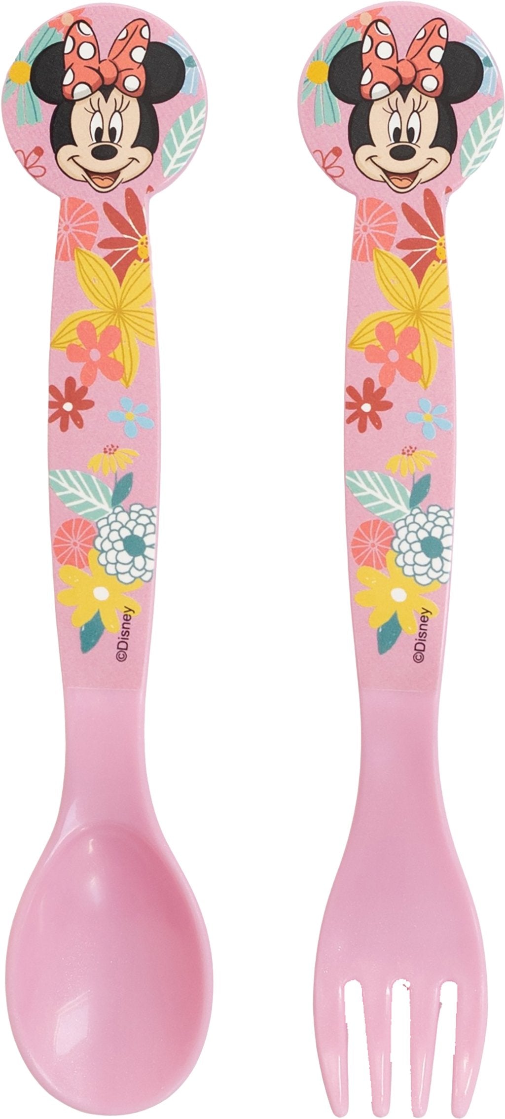 TATAWAY Disney Set 2 posate rosa per bambine in plastica Minnie Mouse forchetta