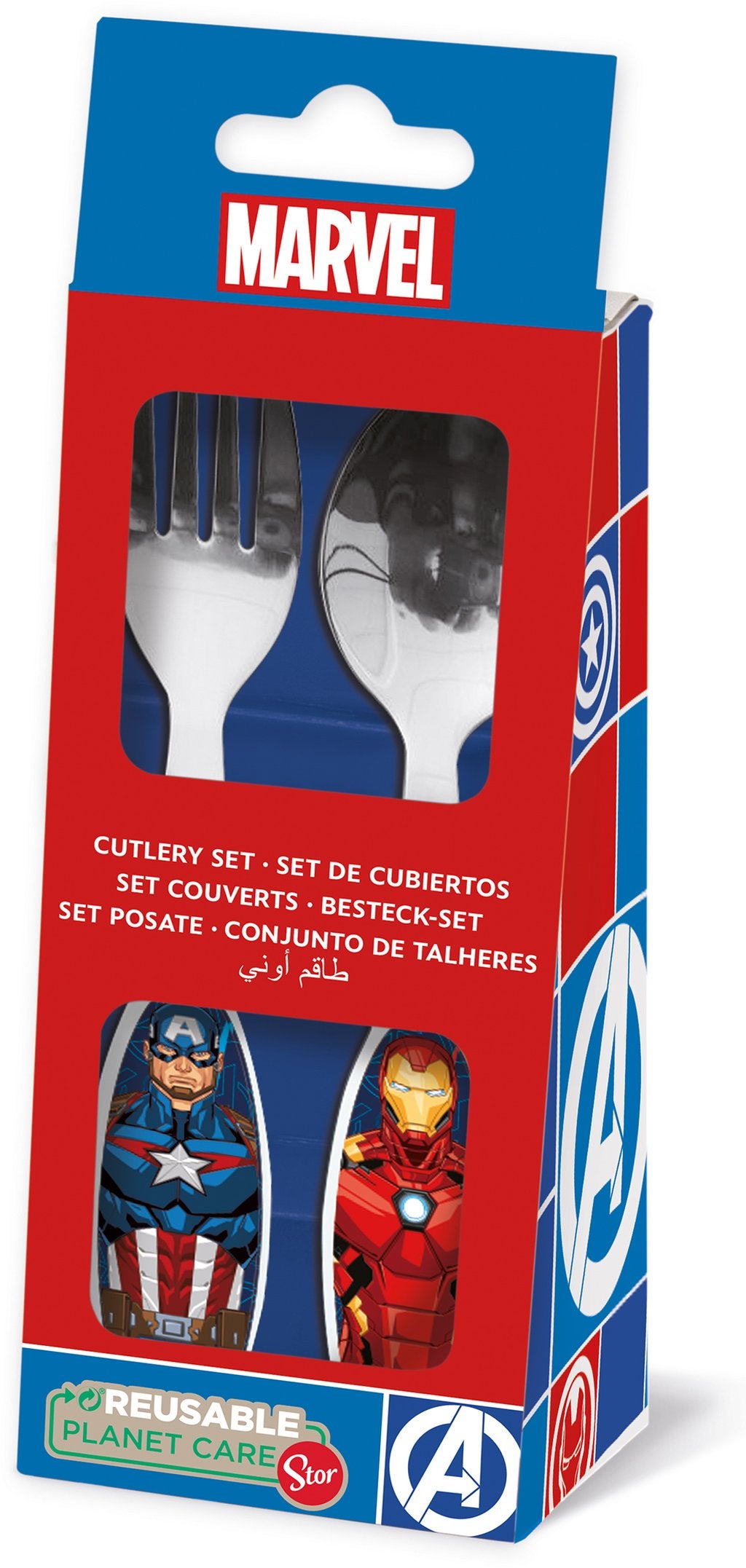 TATAWAY Marvel Set 2 posate blu per bambini in acciaio inossidabile Avengers