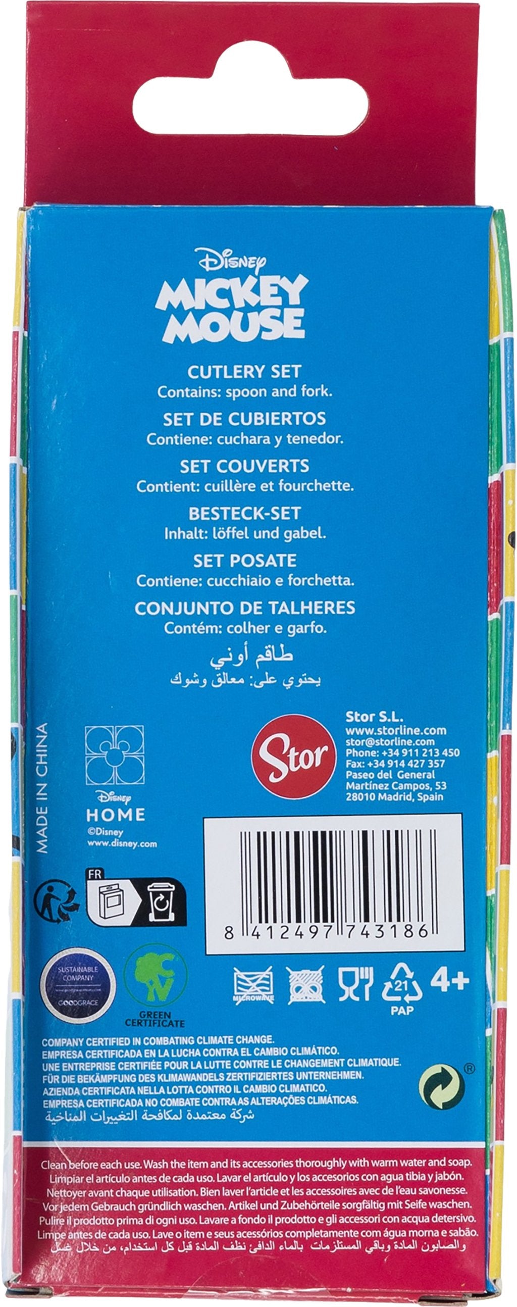 TATAWAY Disney Set 2 posate rosso per bambini in acciaio inossidabile Mickey