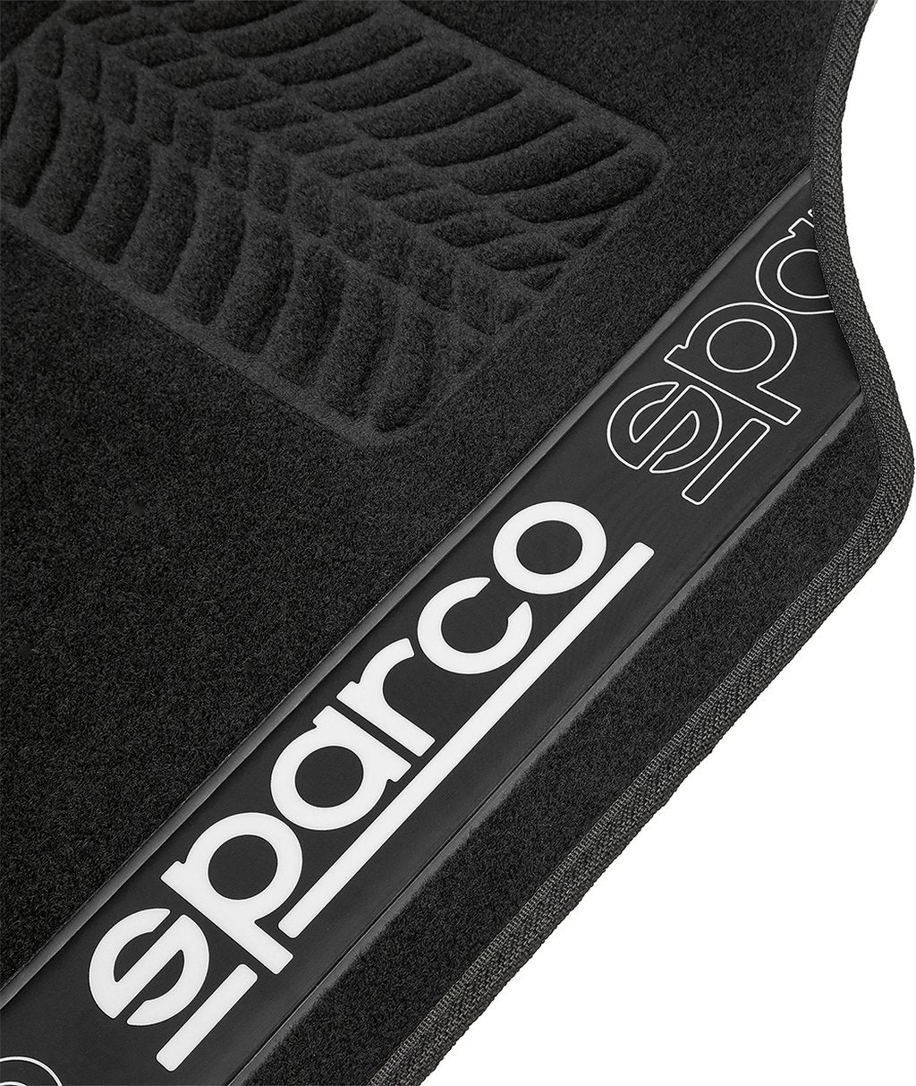SPARCO Set 4 tappetini neri universali 2 anteriori con logo e posteriori