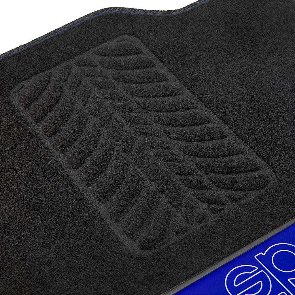 Set 4 tappetini neri e blu per auto Sparco in moquette