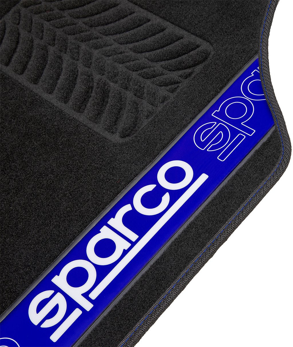 Set 4 tappetini neri e blu per auto Sparco in moquette