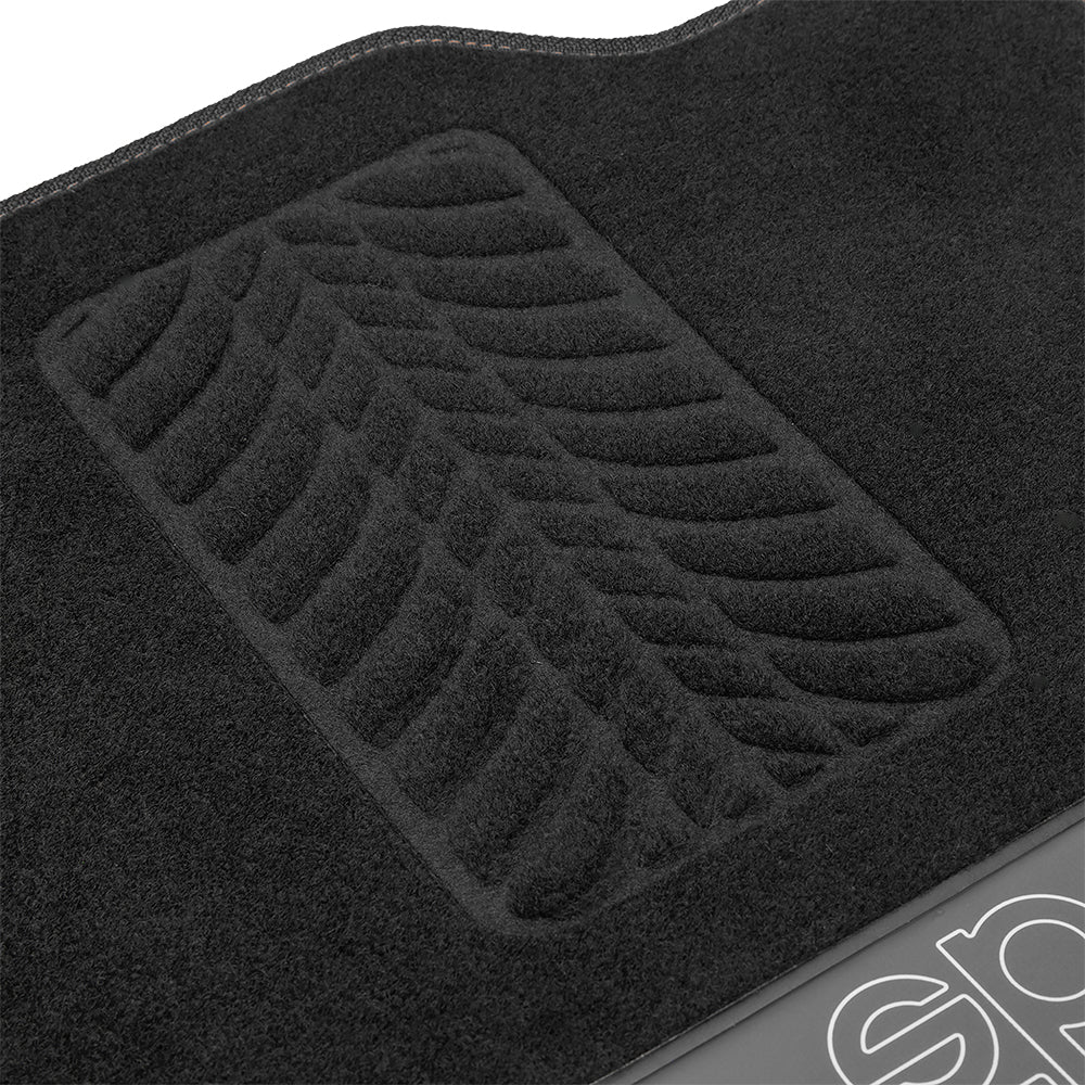 Set 4 tappetini neri e grigi per auto Sparco in moquette