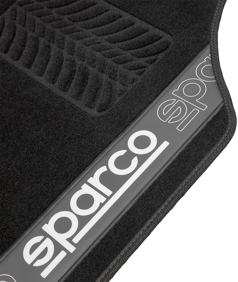 Set 4 tappetini neri e grigi per auto Sparco in moquette