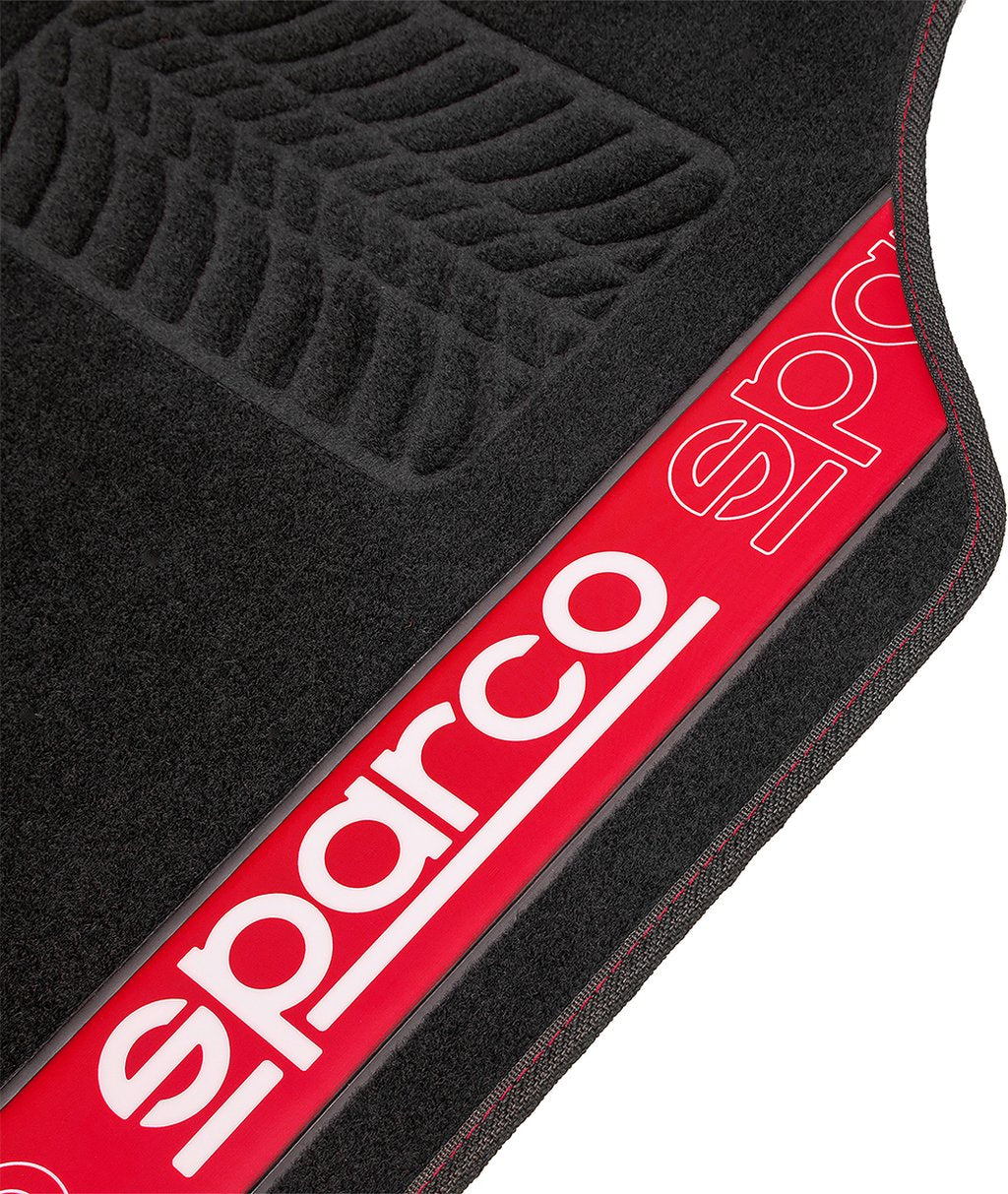 SPARCO Set 4 tappetini neri universali 2 anteriori con logo e 2 posteriori