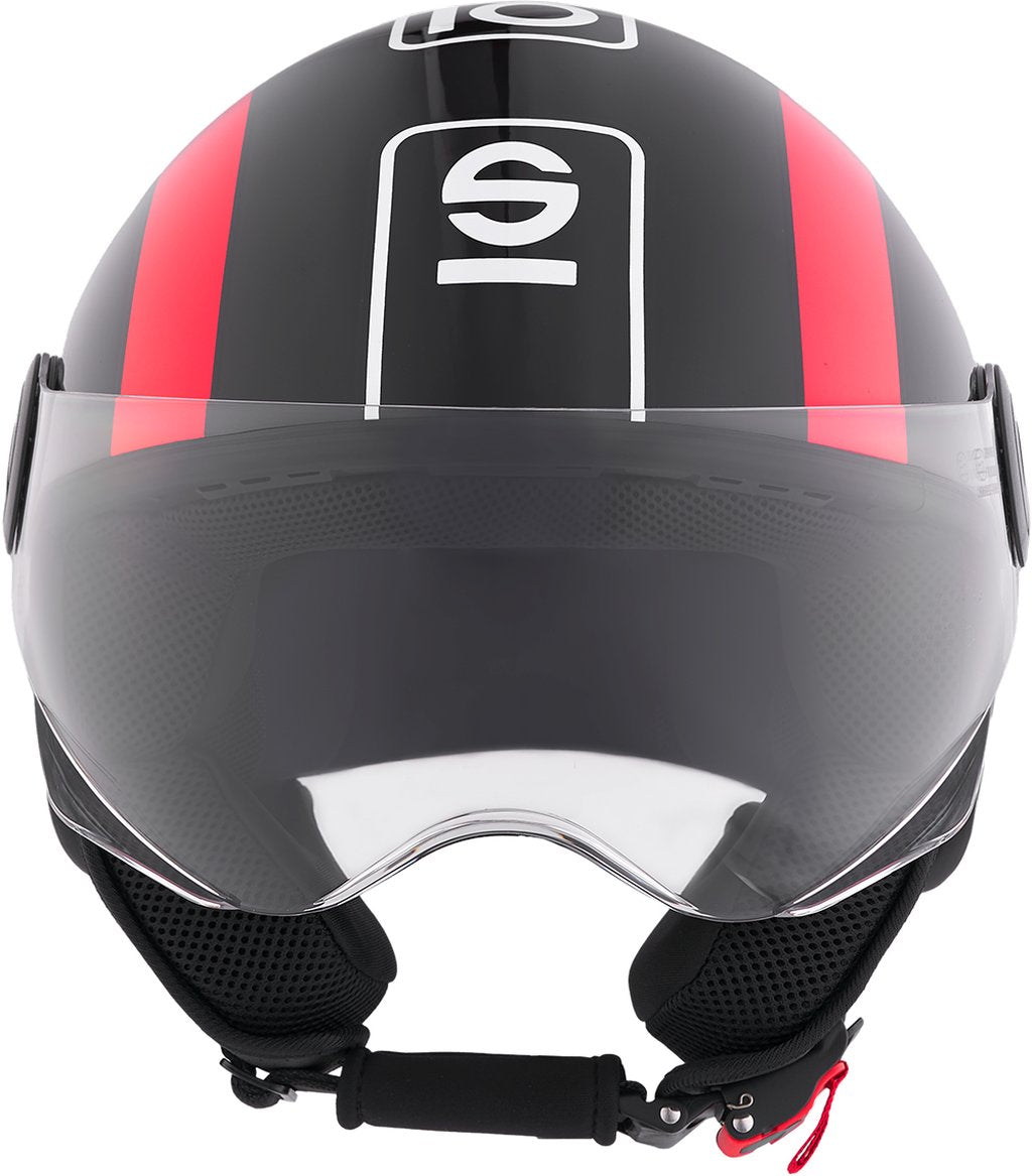 SPARCO Casco Demi-Jet per moto rosso e nero con calotta in ABS Taglia L